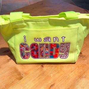 NWOT Insulated I Want Candy lunch bag drink zipper school work canvas tote